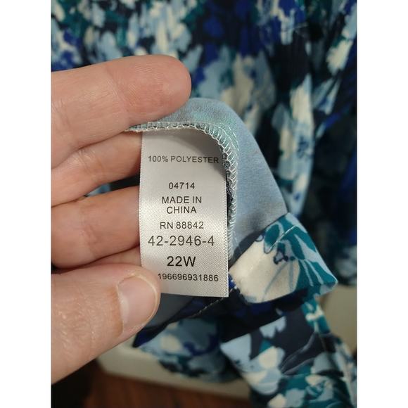 Jessica London Woman 22W Blouse Pullover Belle Flare 3/4 Sleeve Floral Baby Doll - Picture 7 of 8